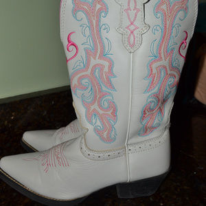 Girls Kids Leather Cowboy Justin Boots 2D